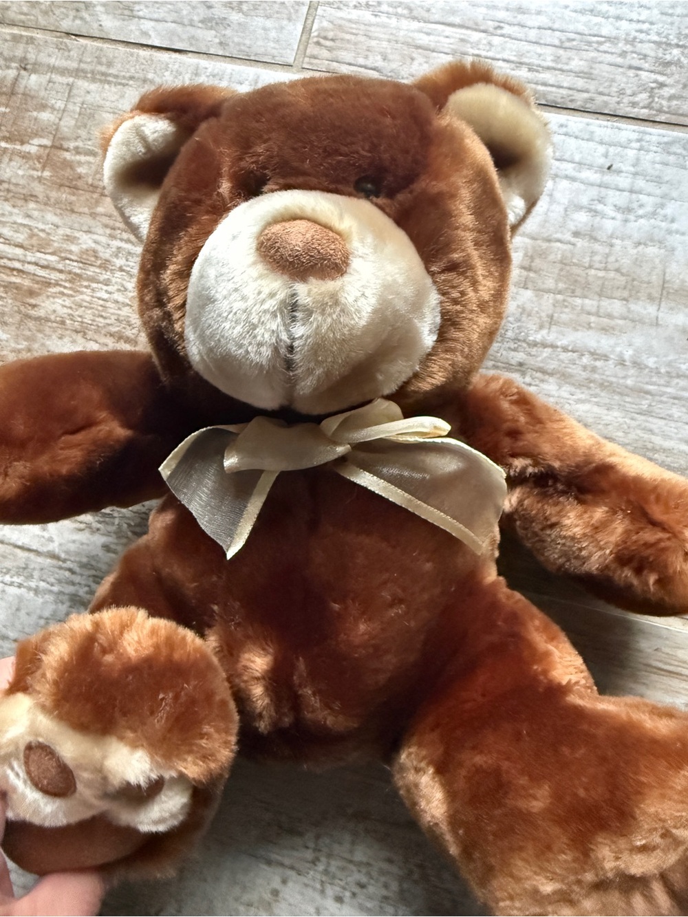 Plush Dan Dee Brown Teddy Bear with Cream Bow - Soft Kids Toy